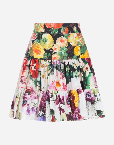 Shop Dolce & Gabbana Printed Cotton Skirt In Floral Print