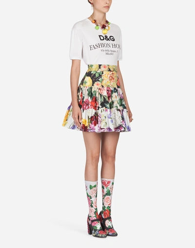 Shop Dolce & Gabbana Printed Cotton Skirt In Floral Print