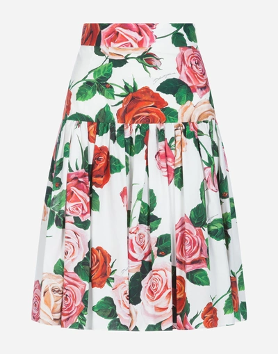 Shop Dolce & Gabbana Printed Cotton Skirt In Floral Print