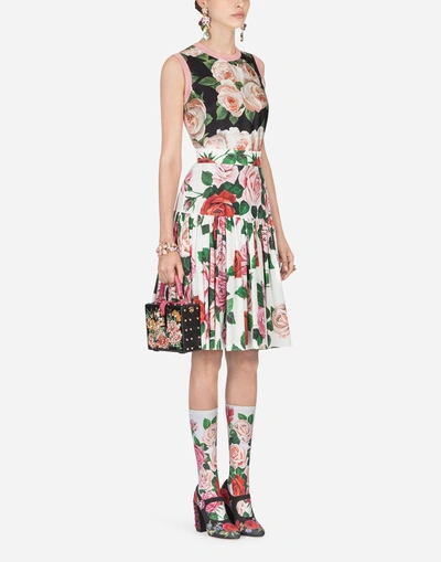 Shop Dolce & Gabbana Printed Cotton Skirt In Floral Print