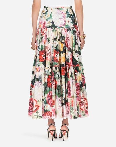 Shop Dolce & Gabbana Printed Cotton Skirt In Floral Print