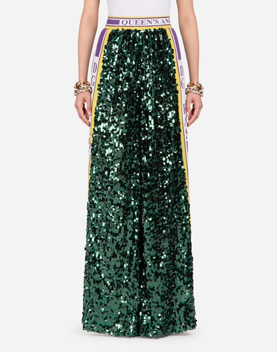 Shop Dolce & Gabbana Sequinned Pants In Green