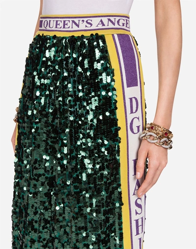 Shop Dolce & Gabbana Sequinned Pants In Green