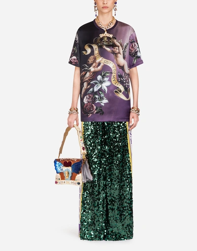 Shop Dolce & Gabbana Sequinned Pants In Green