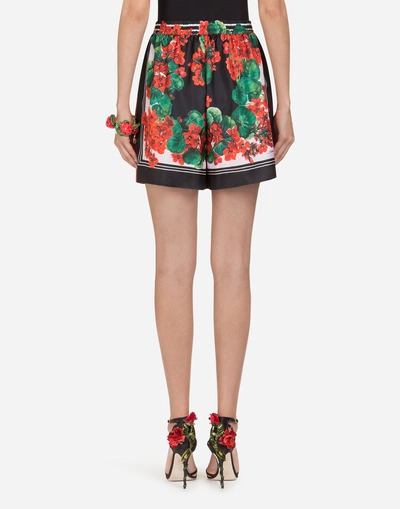 Shop Dolce & Gabbana Printed Silk Shorts In Flowers Print