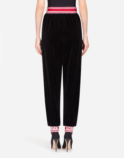 Shop Dolce & Gabbana Jogging Pants In Cotton Velvet In Black