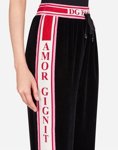 Shop Dolce & Gabbana Jogging Pants In Cotton Velvet In Black