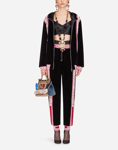 Shop Dolce & Gabbana Jogging Pants In Cotton Velvet In Black