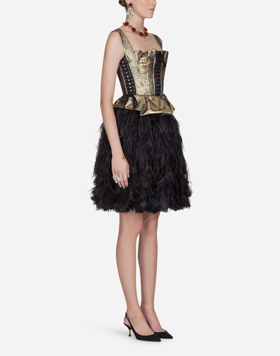 Shop Dolce & Gabbana Flounce Skirt In Feathers