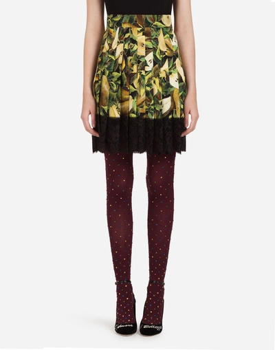 Shop Dolce & Gabbana Skirt In Printed Cady In Multi-colored