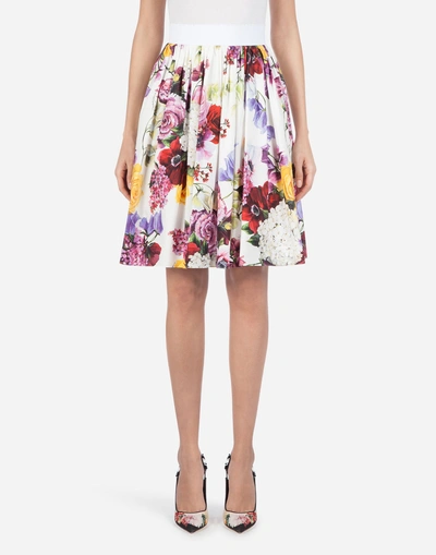 Shop Dolce & Gabbana Printed Cotton Skirt In Floral Print