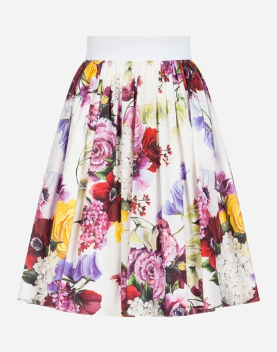 Shop Dolce & Gabbana Printed Cotton Skirt In Floral Print