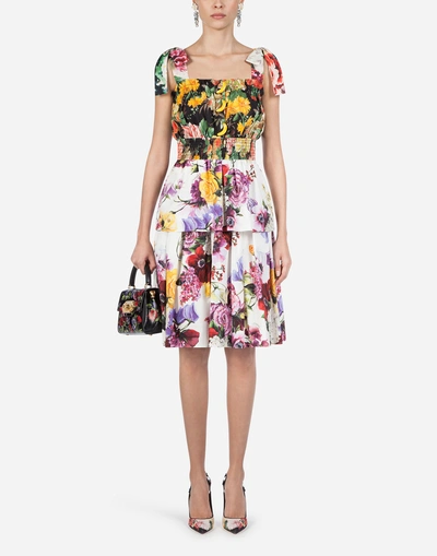 Shop Dolce & Gabbana Printed Cotton Skirt In Floral Print