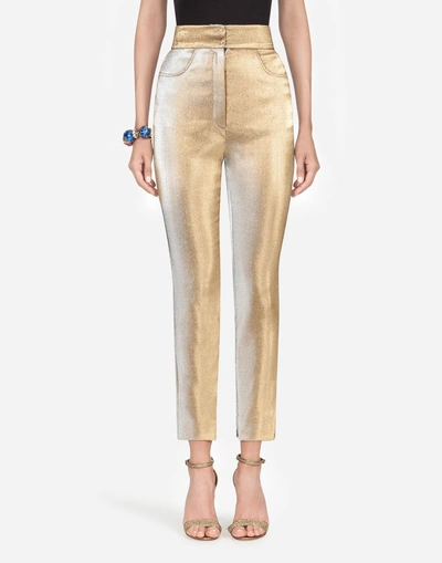 Shop Dolce & Gabbana Lamé Pants In Gold