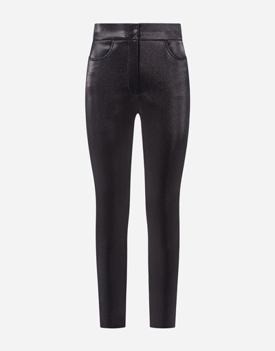 Shop Dolce & Gabbana Lamé Pants In Black