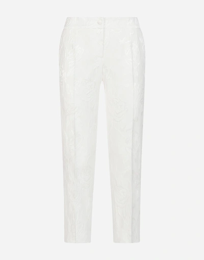 Shop Dolce & Gabbana Jacquard Pants In White