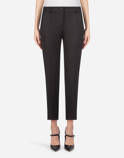 Shop Dolce & Gabbana Stretch Wool Pants In Black