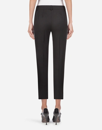 Shop Dolce & Gabbana Stretch Wool Pants In Black