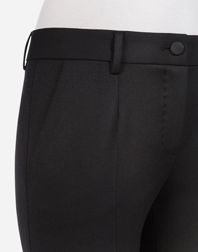 Shop Dolce & Gabbana Stretch Wool Pants In Black