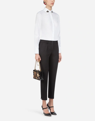 Shop Dolce & Gabbana Stretch Wool Pants In Black