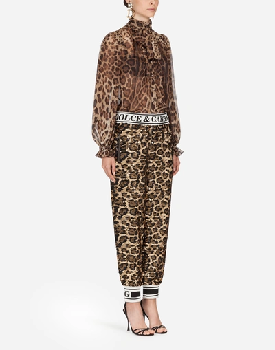 Shop Dolce & Gabbana Sequined Jogging Pants In Leopard Print