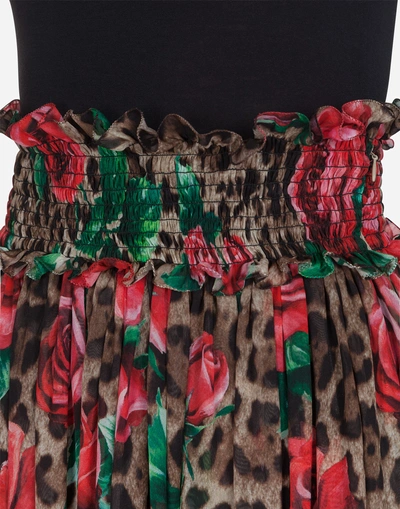 Shop Dolce & Gabbana Printed Silk Skirt Pants In Leopard Print