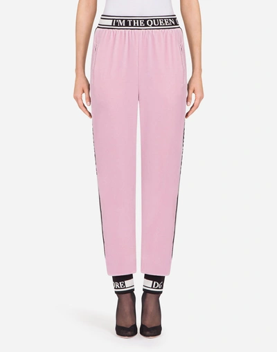 Shop Dolce & Gabbana Jogging Pants In Cotton Velvet In Pink