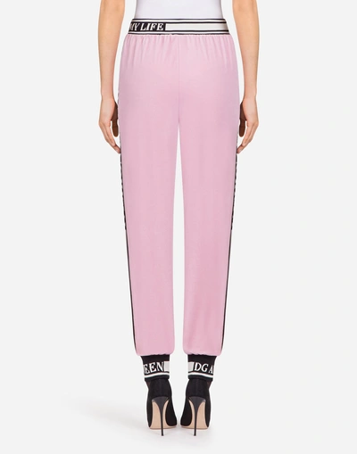 Shop Dolce & Gabbana Jogging Pants In Cotton Velvet In Pink