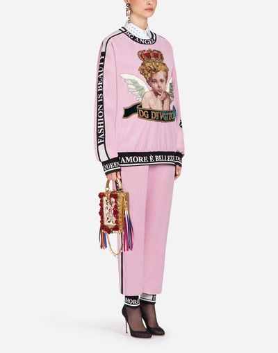 Shop Dolce & Gabbana Jogging Pants In Cotton Velvet In Pink