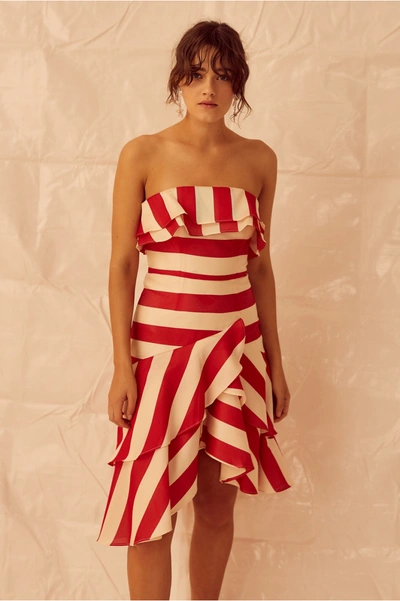 Shop Keepsake Come Back Midi Dress In Nude W Red Stripe