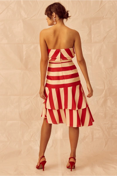 Shop Keepsake Come Back Midi Dress In Nude W Red Stripe