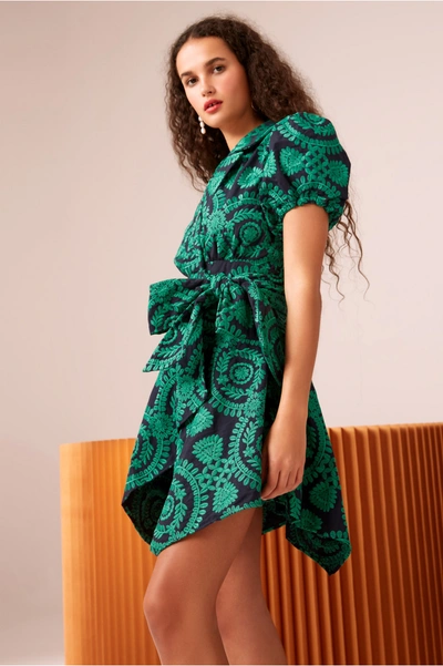 Shop C/meo Collective Impressed Mini Dress In Navy W Green