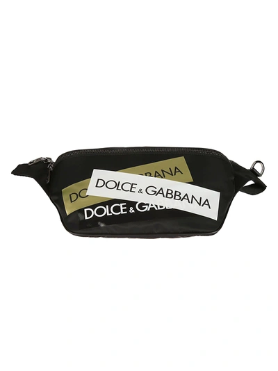 Shop Dolce & Gabbana Logo Patched Belt Bag In Black/multicolor