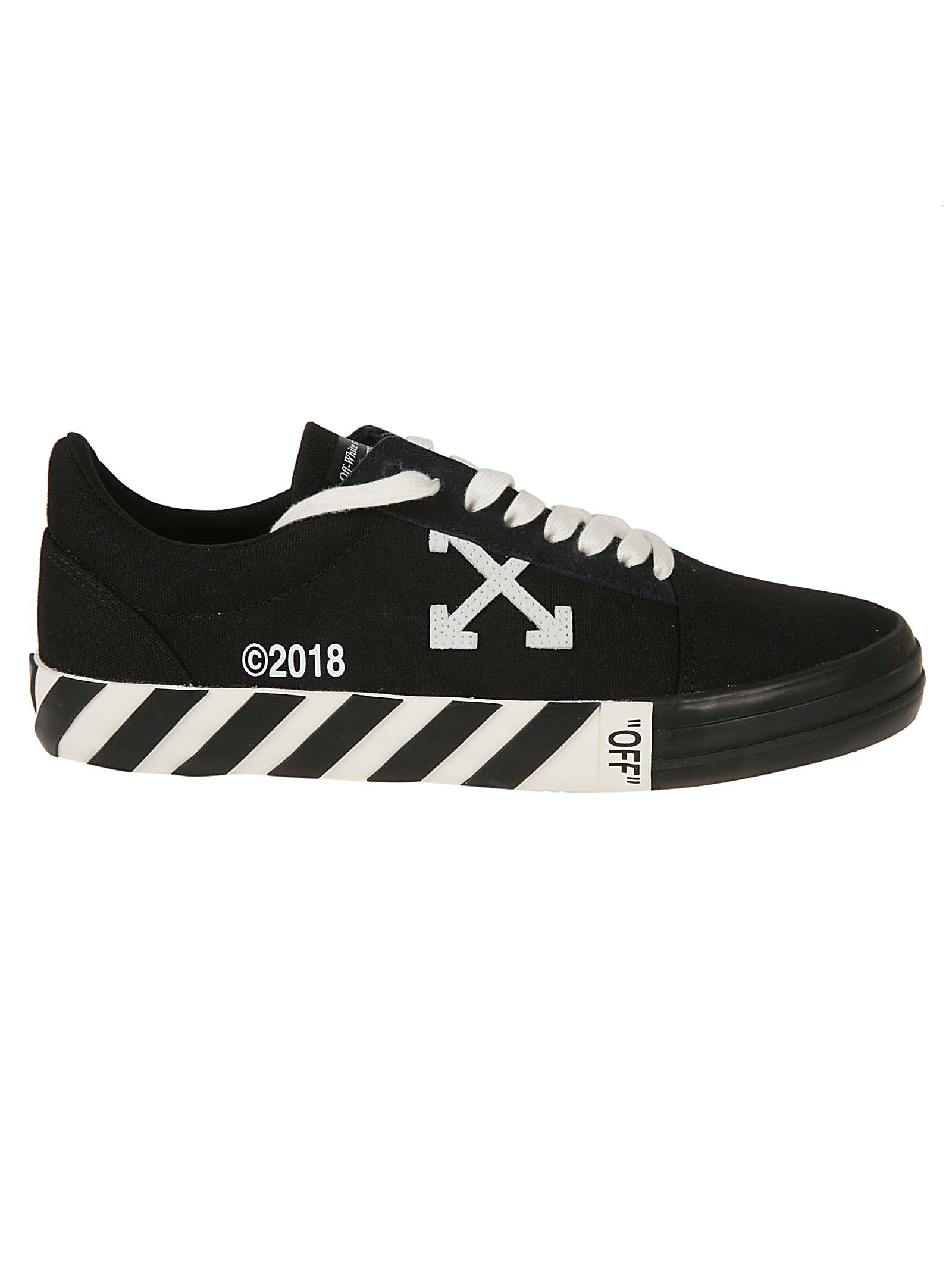 off white striped vulcanized sneakers