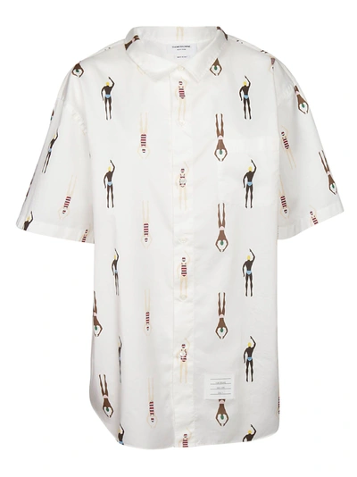 Shop Thom Browne Swimmers Print Shirt In White