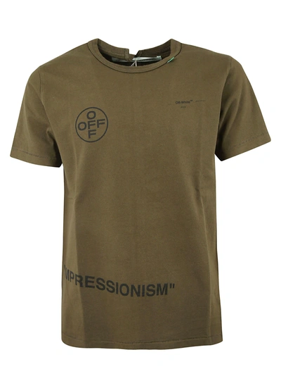 Shop Off-white Graphic Print T-shirt In Military Green