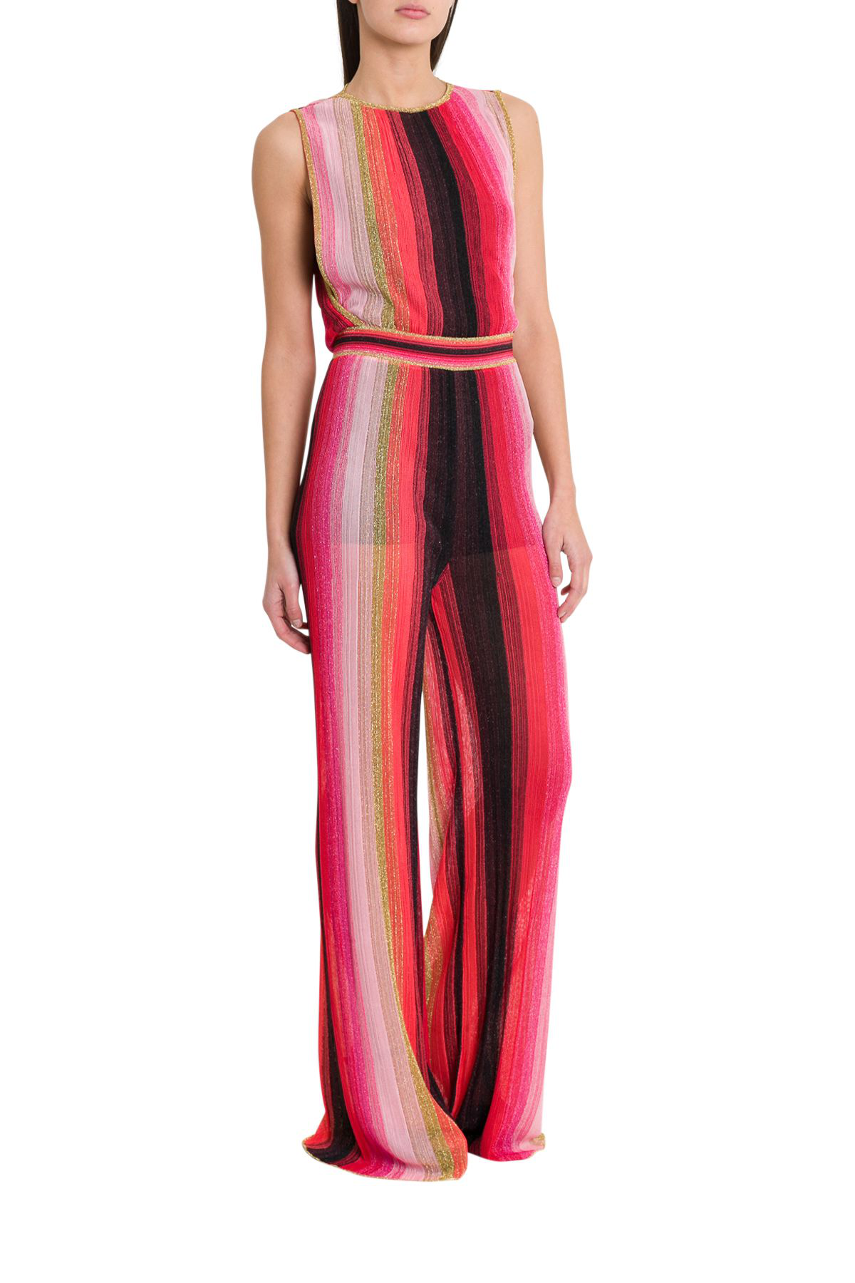 M Missoni Striped Lurex Jumpsuit In Red ModeSens