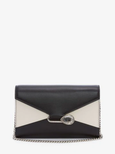 Shop Alexander Mcqueen Pin Wallet On Chain In Black/white