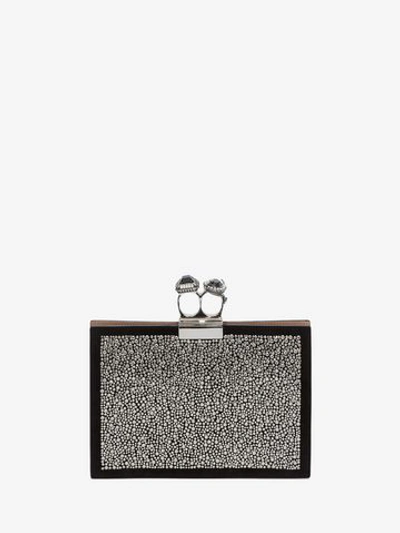 Shop Alexander Mcqueen Small Jewelled Double-ring Clutch In Black