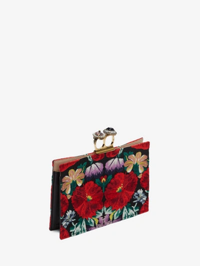 Shop Alexander Mcqueen Small Jeweled Double-ring Clutch In Multicolor