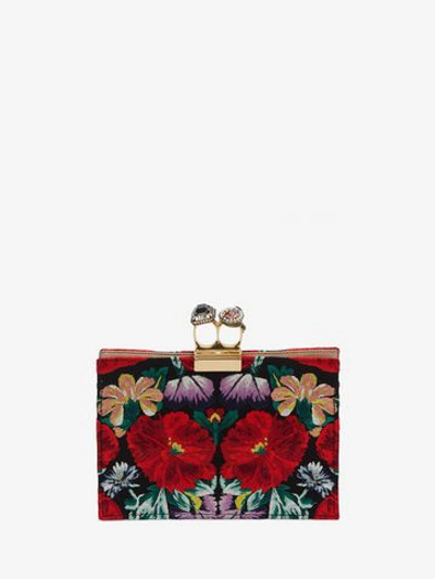 Shop Alexander Mcqueen Small Jeweled Double-ring Clutch In Multicolor