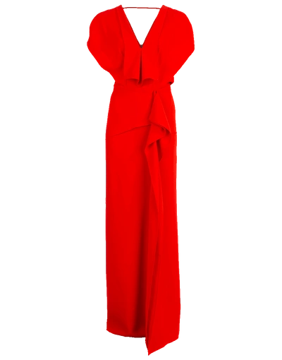 Shop Roland Mouret Lorre Stretch Viscose Gown In Red