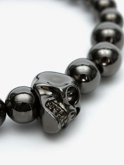 Shop Alexander Mcqueen Skull Multi Beaded Bracelet In Silver