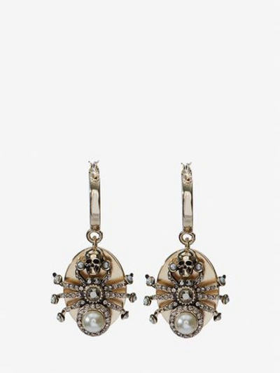 Shop Alexander Mcqueen Spider Earrings In White Gold