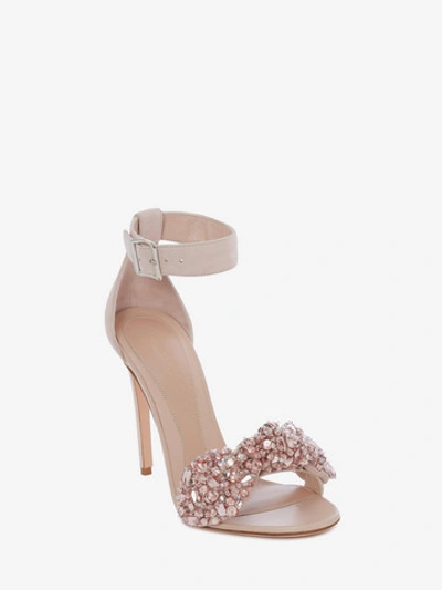 Shop Alexander Mcqueen Bow Embroidered Sandal In Peonie Pink