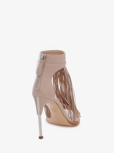 Shop Alexander Mcqueen Pin Heel Fringe Sandal In Peonie Pink