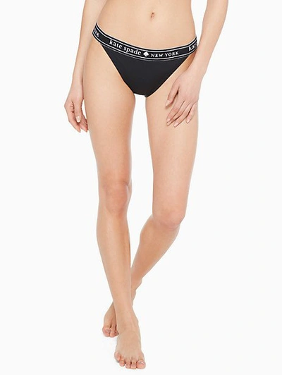 Shop Kate Spade Treasure Beach Logo Bikini Bottom In Black