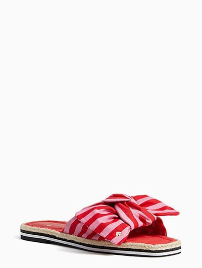 Shop Kate Spade Caliana Slide Sandals In Pink/red Canvas