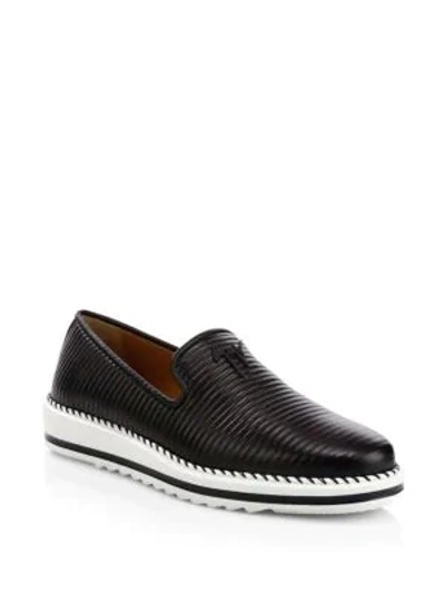 Shop Giuseppe Zanotti Hybrid Leather Loafers In Black