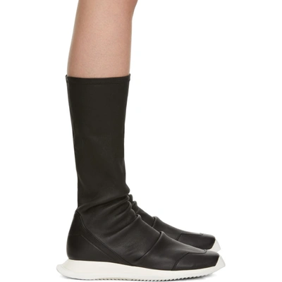 Shop Rick Owens Black Oblique Runner Sock Boots